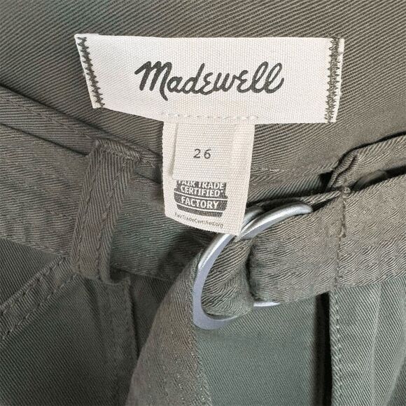 Madewell Women's Cargo Pants Size 26 Green Belted Slouchy Straight - Picture 6 of 7